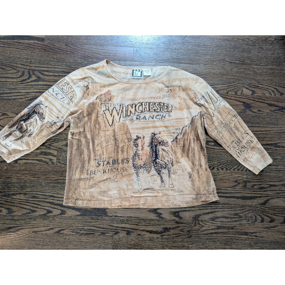 VTG Take Two Shirt Womens M Wild Horses Sequins Western Cowgirl Winchester Ranch